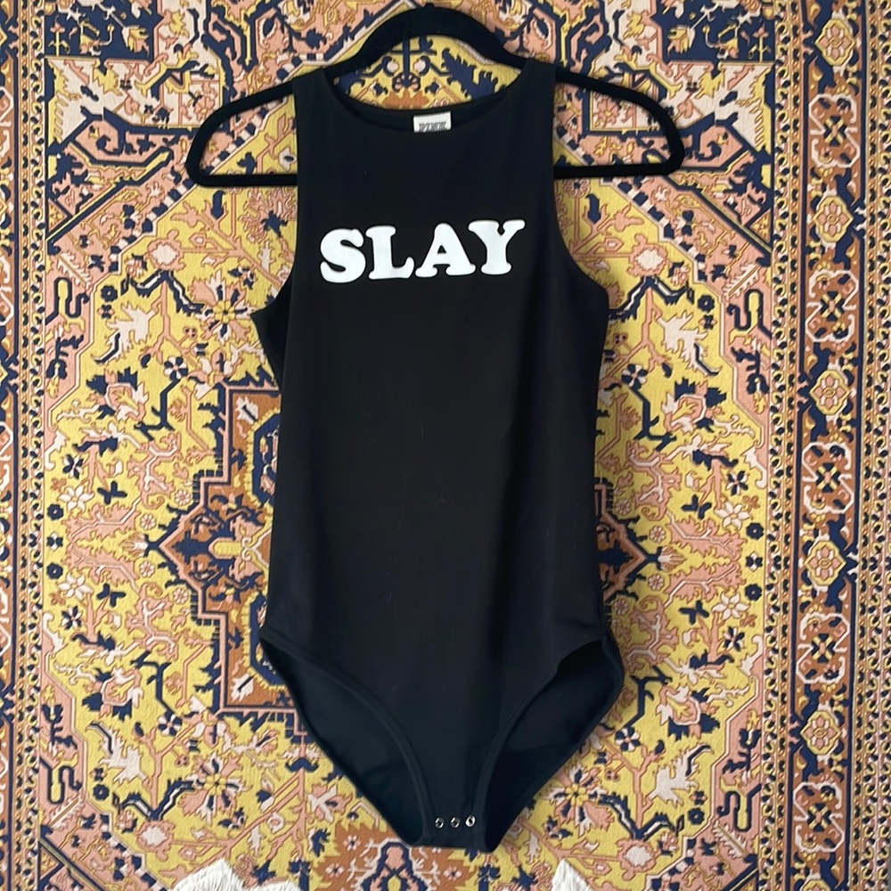 Pink Victoria’s Secret “Slay” Bodysuit